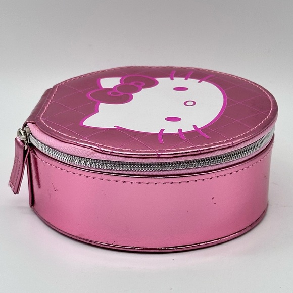 Sanrio Hello Kitty Round Zip Around Jewelry Travel Storage Case - Picture 2 of 5
